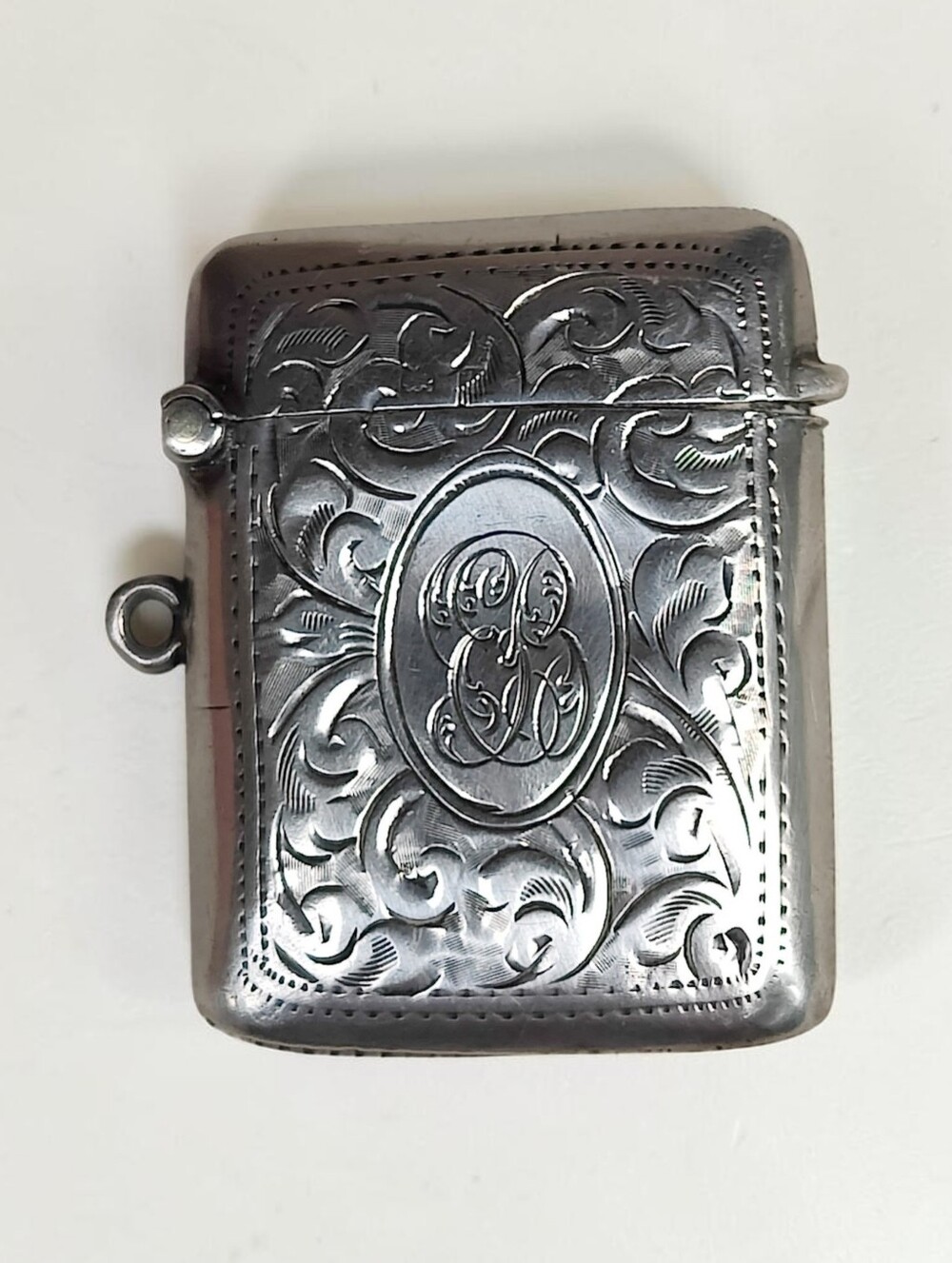Antique Sterling Silver EB Initials Lighter Box